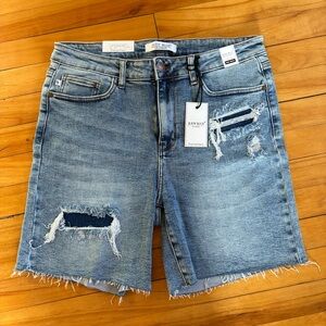 New Judy Blue High Waist Denim XL Jean Shorts Light Wash JB150094 Women's